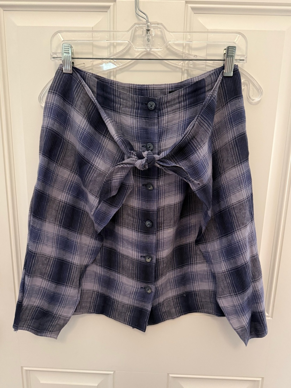 Vintage Ellen Tracy Plaid Button-Front Tie Skirt